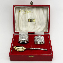 Modernistic and Heavy Gauge Sterling Silver Christening Set (1971)