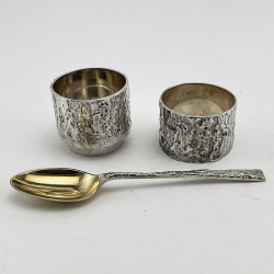 Modernistic and Heavy Gauge Sterling Silver Christening Set