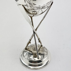 Unusual Chinese Export Sterling Silver Rowing Trophy or Goblet