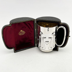 Amazing Stylish Boxed Sterling Silver Christening Mug (1900)