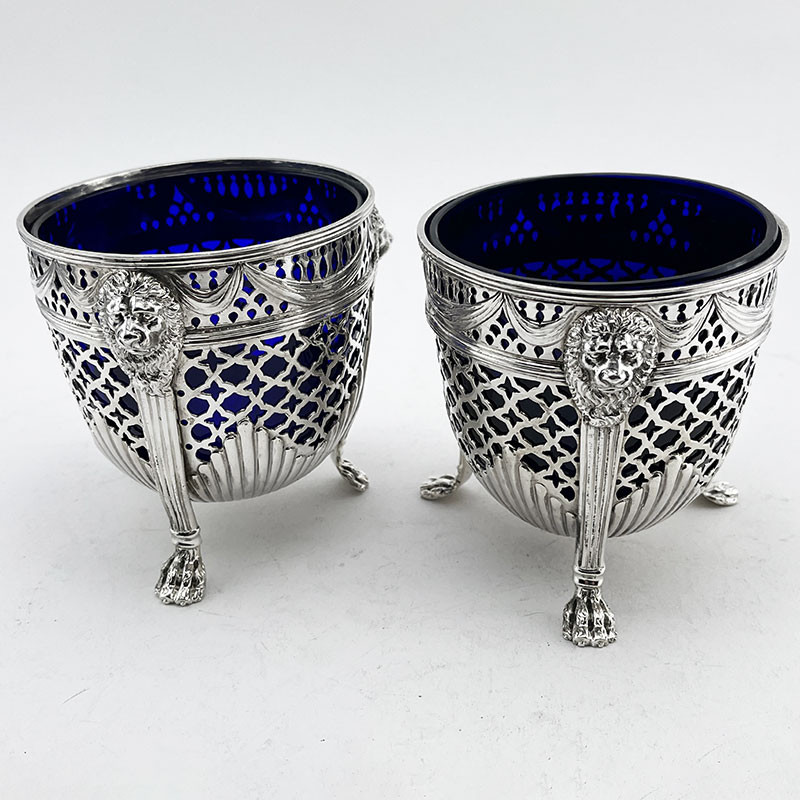 Superb Pair of Georgian Sterling Silver Sugar Baskets (1804)