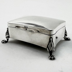 Smart Antique Sterling Silver Rectangular Jewellery or Trinket Box (1919)