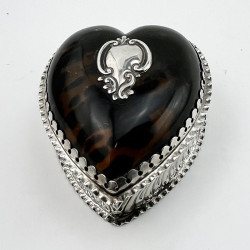 Nathan & Hayes Heart Shape Sterling Silver and Tortoiseshell Jewellery Box