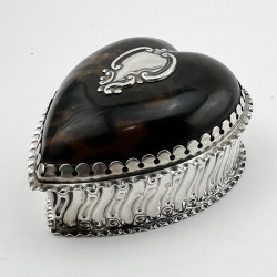 Nathan & Hayes Heart Shape Sterling Silver and Tortoiseshell Jewellery Box