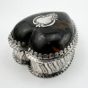 Nathan & Hayes Heart Shape Sterling Silver and Tortoiseshell Jewellery Box