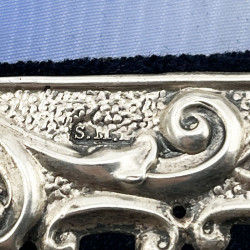 Edwardian Sterling Silver Photo Frame with Blue Velvet Back