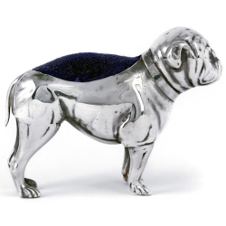 Antique Silver Bull Dog Pin Cushion