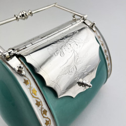 Rare and Unusual Spode Porcelain and Silver Plated Biscuit Box