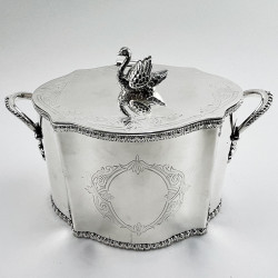Victorian Silver Plated Biscuit Box with Swan Finial (c.1890)