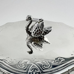 Victorian Silver Plated Biscuit Box with Swan Finial