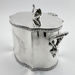 Victorian Silver Plated Biscuit Box with Swan Finial