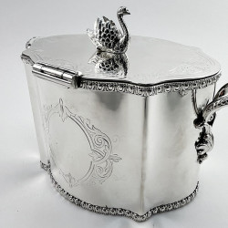 Victorian Silver Plated Biscuit Box with Swan Finial