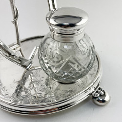 Unusual Equestrian Victorian Silver Plated Desk Inkstand