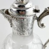 Unusual Engraved Glass Victorian Silver Plated Claret Jug