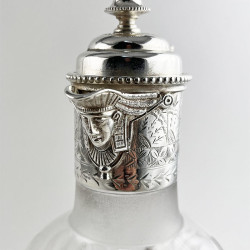 Unusual Engraved Glass Victorian Silver Plated Claret Jug