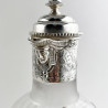 Unusual Engraved Glass Victorian Silver Plated Claret Jug