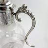Unusual Engraved Glass Victorian Silver Plated Claret Jug