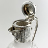 Unusual Engraved Glass Victorian Silver Plated Claret Jug