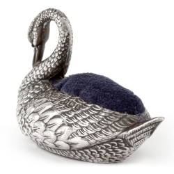 Antique Edwardian Silver Swan Pin Cushion