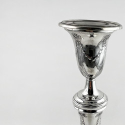 Elegant Pair of Edwardian 29.2cm (11.5") Sterling Silver Candlesticks