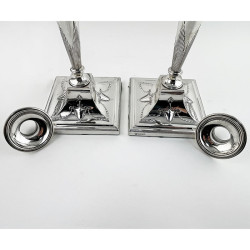 Elegant Pair of Edwardian 29.2cm (11.5") Sterling Silver Candlesticks