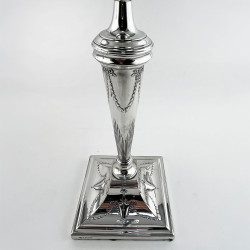 Elegant Pair of Edwardian 29.2cm (11.5") Sterling Silver Candlesticks