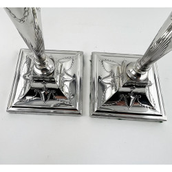 Elegant Pair of Edwardian 29.2cm (11.5") Sterling Silver Candlesticks