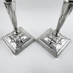 Elegant Pair of Edwardian 29.2cm (11.5") Sterling Silver Candlesticks