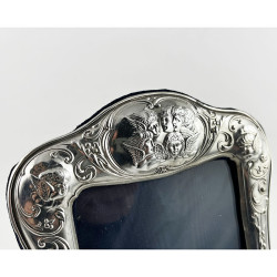 Victorian Sterling Silver Photo Frame Embossed with Reynolds Angels