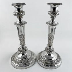 Decorative Pair of Old Sheffield Plate Candlesticks (c.1935)