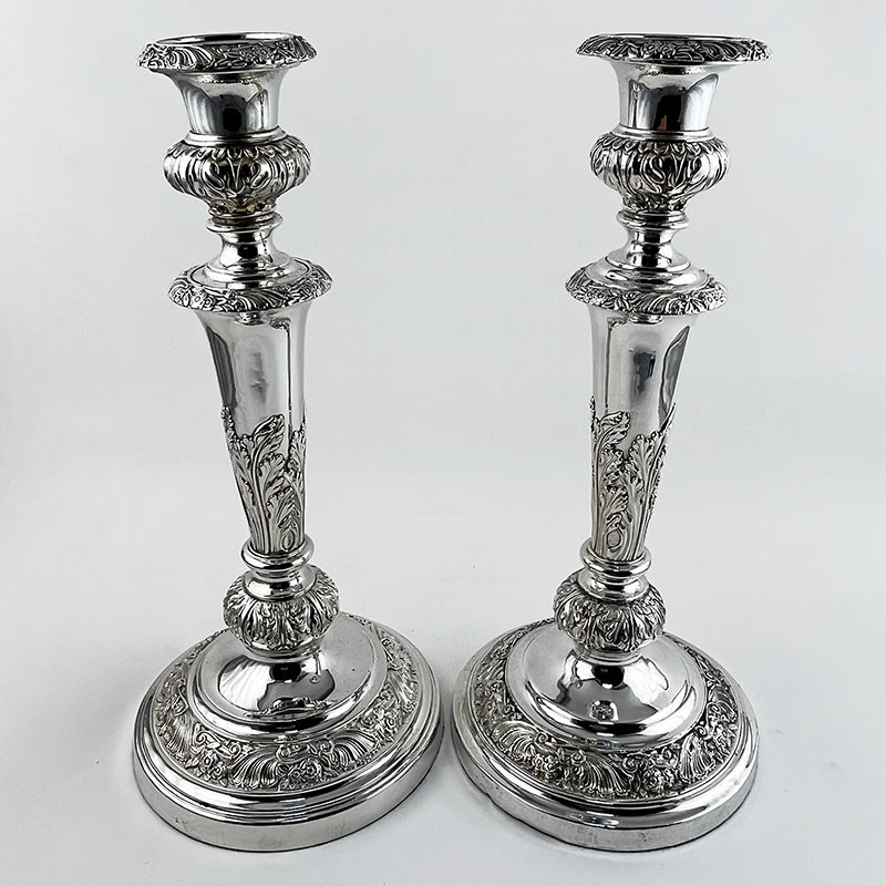 Decorative Pair of Old Sheffield Plate Candlesticks (c.1935)