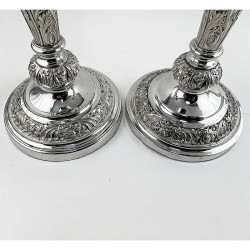Decorative Pair of Old Sheffield Plate Candlesticks