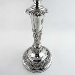 Decorative Pair of Old Sheffield Plate Candlesticks