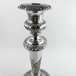Decorative Pair of Old Sheffield Plate Candlesticks
