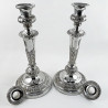 Decorative Pair of Old Sheffield Plate Candlesticks