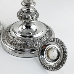 Decorative Pair of Old Sheffield Plate Candlesticks
