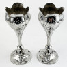 Unusual Pair of Art Nouveau Style Sterling Silver Vases (1903)