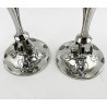Unusual Pair of Art Nouveau Style Sterling Silver Vases