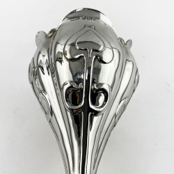 Unusual Pair of Art Nouveau Style Sterling Silver Vases