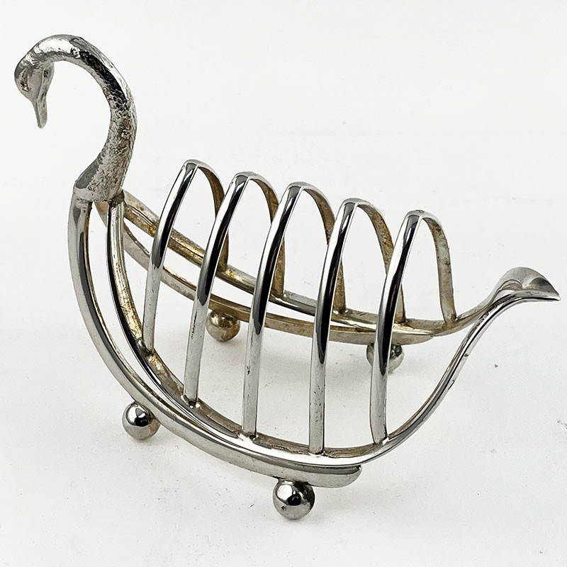 Victorian Novelty Swan Silver Plated Toast Rack (c.1900)