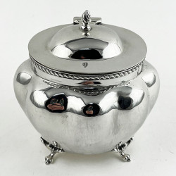 Edwardian Sterling Silver Tea Caddy with Bulbous Oval Fluted Body (1904)