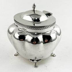 Edwardian Sterling Silver Tea Caddy with Bulbous Oval Fluted Body