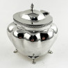 Edwardian Sterling Silver Tea Caddy with Bulbous Oval Fluted Body