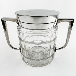 Late Victorian John Grinsell Silver Plated and Glass Biscuit or Trinket Box (c.1900)