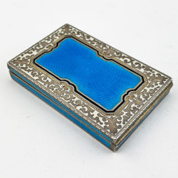 Continental Sterling Silver and Enamel Card or Cheroot Case