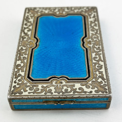 Continental Sterling Silver and Enamel Card or Cheroot Case