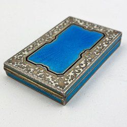 Continental Sterling Silver and Enamel Card or Cheroot Case