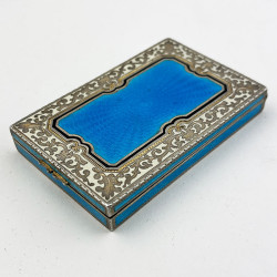 Continental Sterling Silver and Enamel Card or Cheroot Case