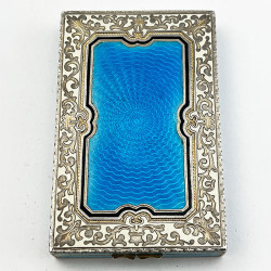 Continental Sterling Silver and Enamel Card or Cheroot Case