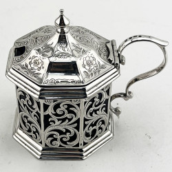 Octagonal Victorian Sterling Silver Mustard Pot (1854)